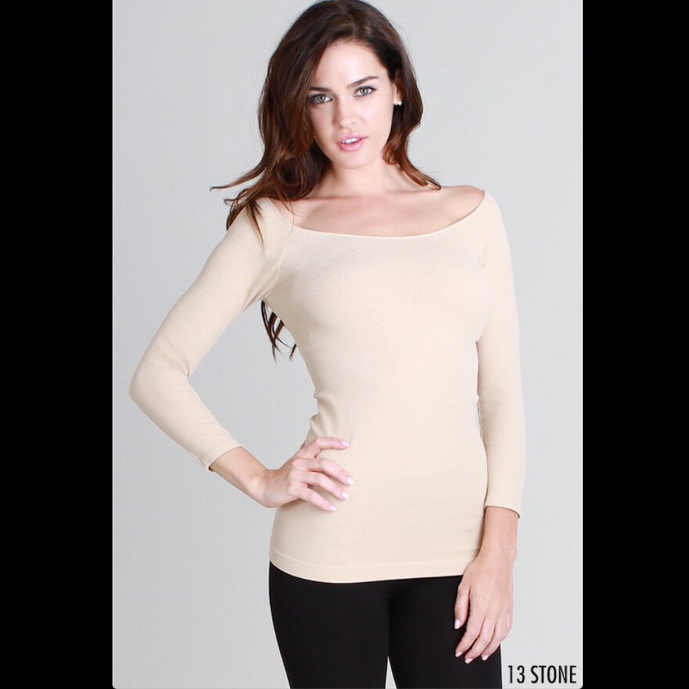 Nikibiki Women's Off-Shoulder Long Sleeve Top - Beige
